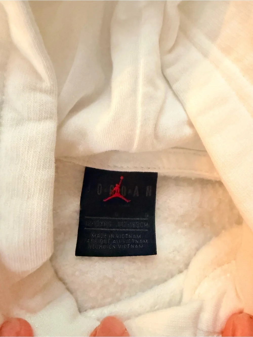Jordan White Hoodie with Black Logo - Kids